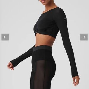 Mesh Sheer Illusion Cropped Long Sleeve